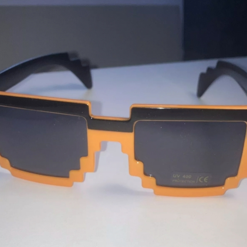 Pixelated Orange and Black Sunglasses